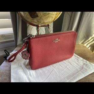 Coach Washed Red Double Zip Wallet/ Wristlet